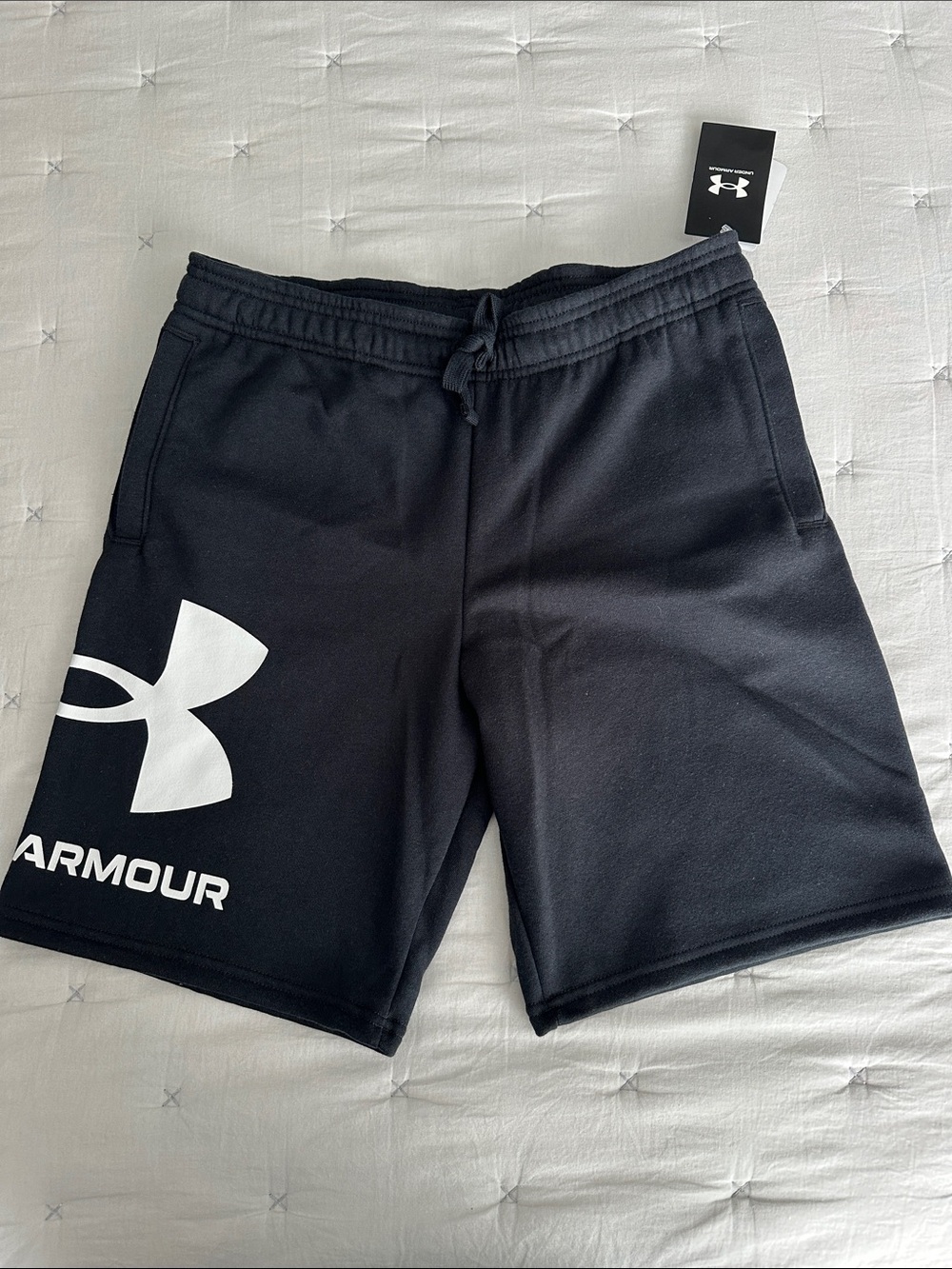 Under Armour Boy’s Black Athletic Logo fleece Shorts